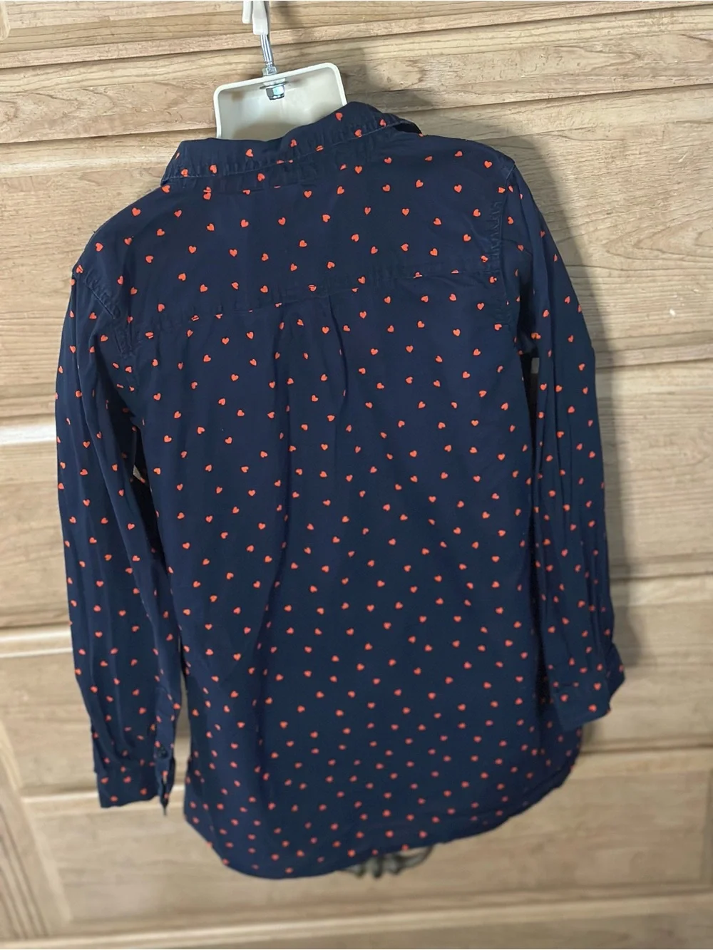 OshKosh B'gosh Navy Long Sleeve Top with Red Heart Print | Size 10 Y #Valentine